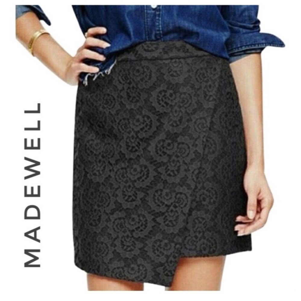 Madewell Women's Black Lace Asymmetrical Skirt Size‎ 12
